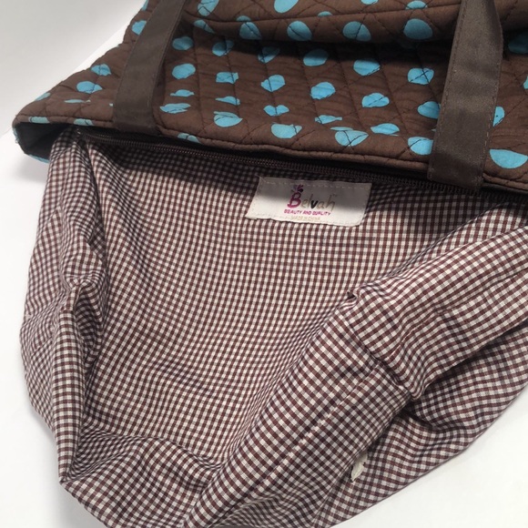 Woman’s blue & brown Belvah spring polka dot bag - Picture 3 of 15